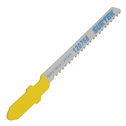 [120768] Segueta para sierra caladora zanco tipo T para corte curvo, acabado fino, 77 mm, 12 dpp Surtek