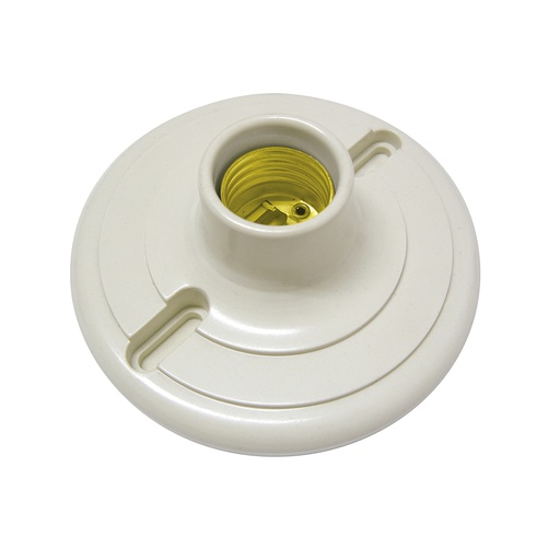 [136665] Portalámpara redonda de baquelita para techo 4", color blanco Surtek