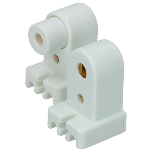 [136673] Portalámpara compacta Slim Line con terminales de presión, 2  piezas, color blanco Surtek
