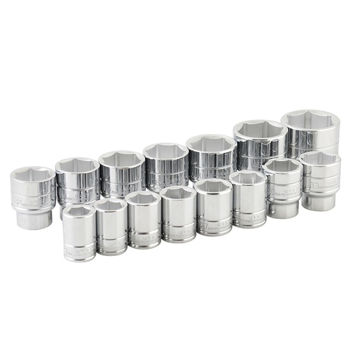 [55207] Juego de dados cuadro de 3/4", 6 puntas, métricos, 15 piezas Urrea