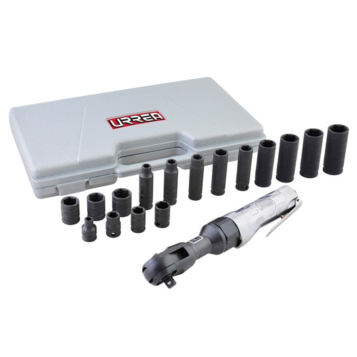 [UP886KM] Juego de matraca neumática y dados cuadro de 3/8" métricos, 17 piezas Urrea