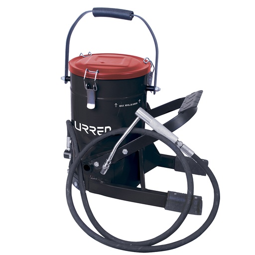 [23623] Inyector de grasa con cubeta de alta presión con pedal de 10 kg, 8,700 PSI Urrea