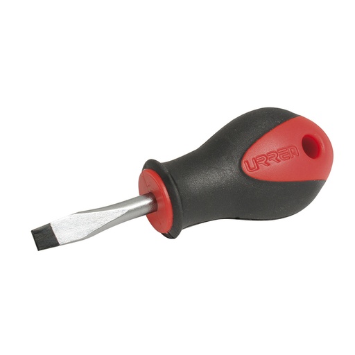 [8652] Destornillador con mango bimaterial, tipo trompo punta plana barra redonda 1/4" x 1-1/2" Urrea