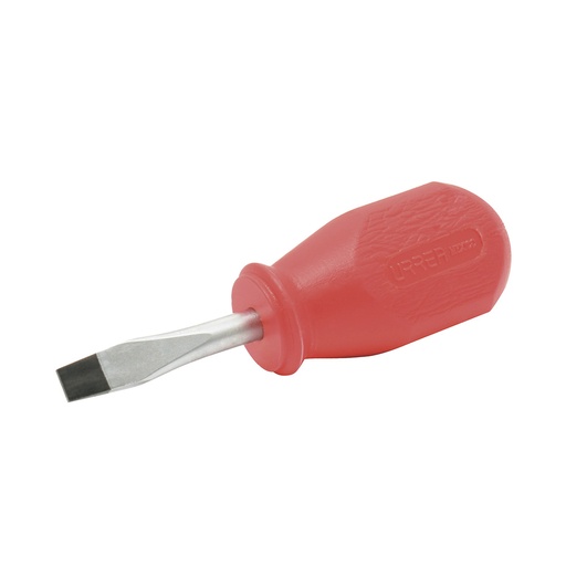 [9652R] Destornillador con mango rojo, tipo trompo punta plana barra redonda 1/4" x 1-1/2" Urrea