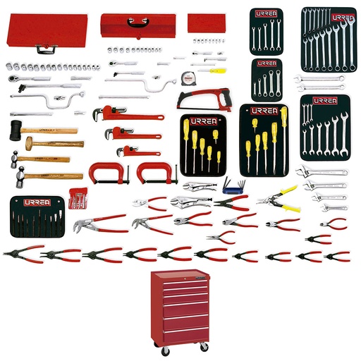 [99731B] Juego intermedio industrial combinado 163 piezas, con gabinete EX27M6 Urrea