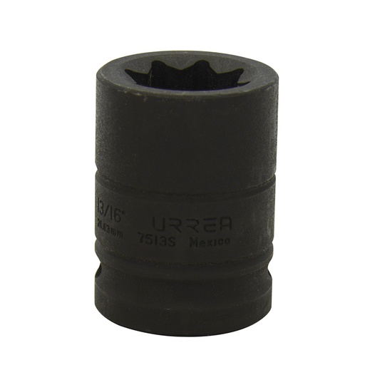 [7513S] Dado de impacto cuadro de 3/4", 8 puntas, en pulgadas, 13/16" Urrea