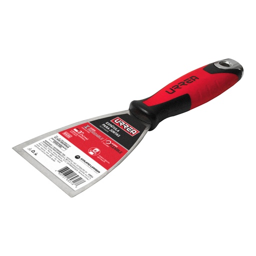 [653X] Espátula flexible de acero inoxidable con mango bimaterial 3" Urrea