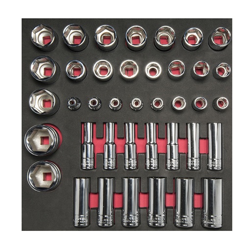 [CH207] Juego de dados cortos y largos cuadro de 1/2" métricos 39 piezas, CH207-C Urrea