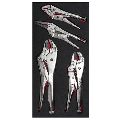 [CH127] Juego de pinzas de presión 4 piezas, charola CH127-C Urrea