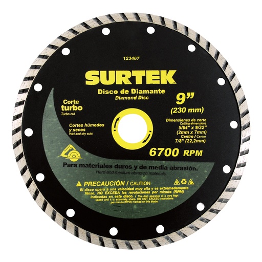 [123462] Disco de diamante segmentado, 4-1/2" Surtek