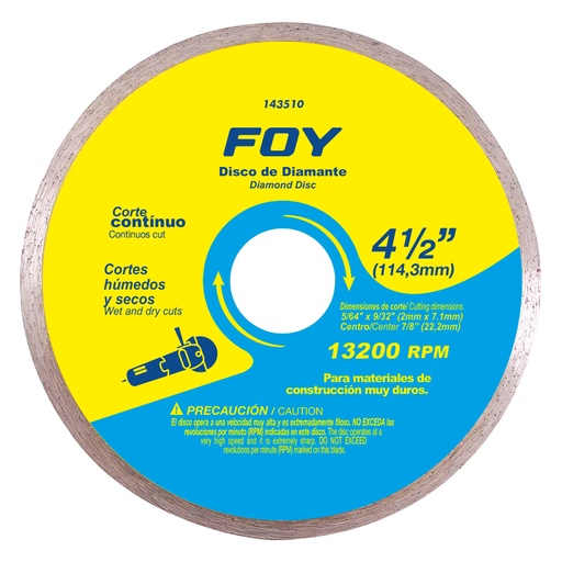 [143510] Disco de diamante continuo, 4-1/2" Foy