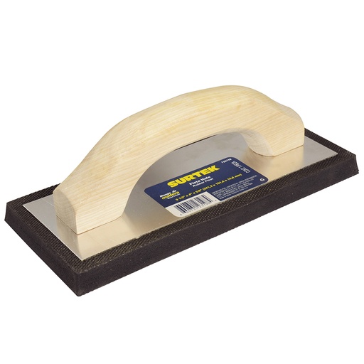 [123198] Flota de hule acabado fino con mango de madera 9-1/2" x 4" x 5/8" Surtek