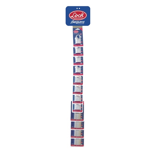 [LTIM22L] Tira de impulso con candados de acero horquilla larga 8 x 100 cm, 19 piezas Lock