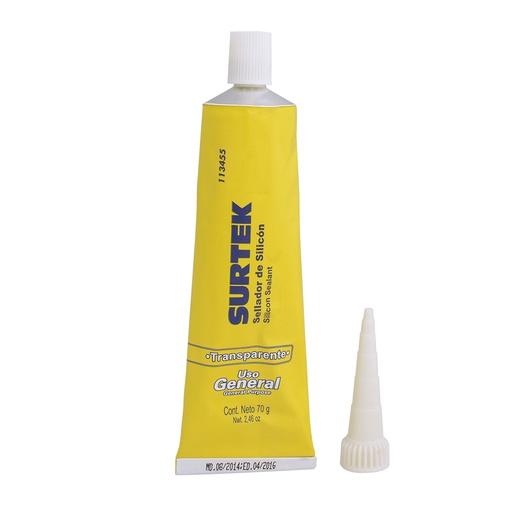 [113455] Silicón transparente en tubo, 70 gr Surtek