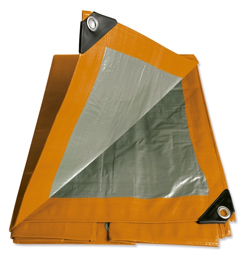 [LE14X18N] Lona de polietileno color naranja con fondo plata, 4.26 x 5.48 m Foy
