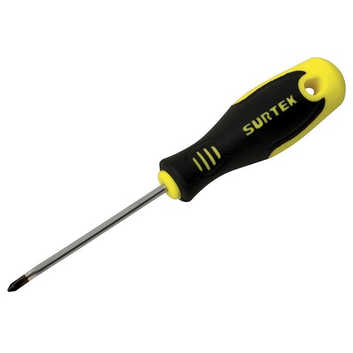[D242] Destornillador con mango bimaterial, punta Phillips mini #0 x 2-1/2" Surtek