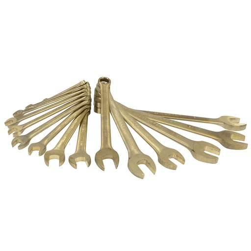 [UH1200FM] Juego de llaves combinadas de bronce-aluminio antichispa métricas, 12 puntas, 15 piezas Urrea