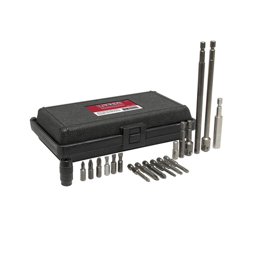 [61919] Juego de puntas y accesorios cuadro de 1/4", 19 piezas en caja plástica Urrea