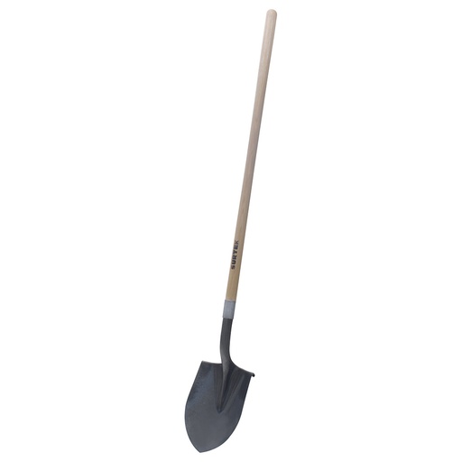 [130626] Pala con mango largo de madera con anillo crimpado, redonda Surtek