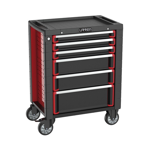 [HD28M6] Gabinete móvil 6 gavetas color rojo y negro serie HD 28" Urrea