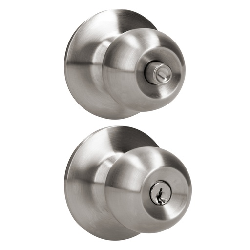 [11POP] Pomo cilíndrico bola función recámara, acero inoxidable, llave estándar, blíster Prolok