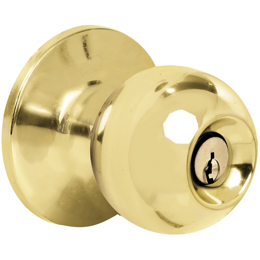 [13POP] Pomo cilíndrico bola función entrada, latón brillante, llave estándar, blíster Prolok
