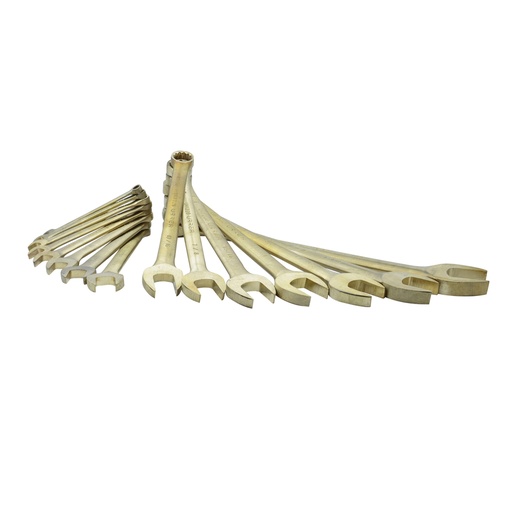 [UH1200F] Juego de llaves combinadas de bronce-aluminio antichispa en pulgadas, 12 puntas, 15 piezas Urrea