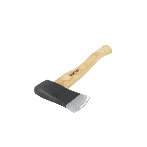 [HC 1 1/4] Hacha cazadora con cabeza forjada en acero con mango de madera 14", 1-1/4 lb Surtek