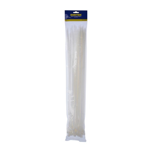 [114229] Cinchos plásticos 500 x 7.8 mm, tensión 70 kg de 50 piezas, color blanco Surtek