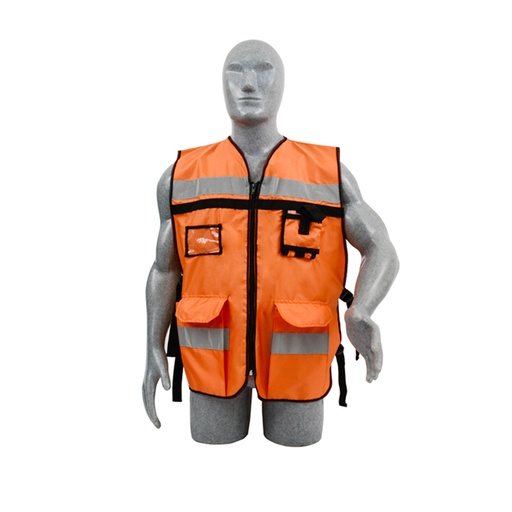 [137591] Chaleco de seguridad tipo supervisor abierto con reflejante naranja unitalla Surtek