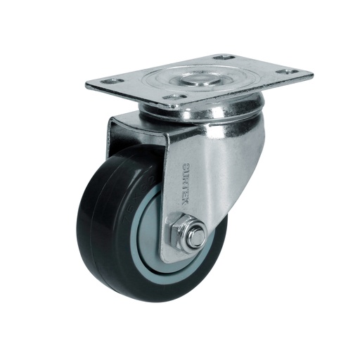 [RG7G] Rodaja de poliuretano negro giratoria 3" Surtek