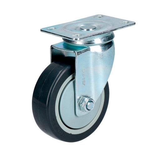 [RG10G] Rodaja de poliuretano negro giratoria 4" Surtek