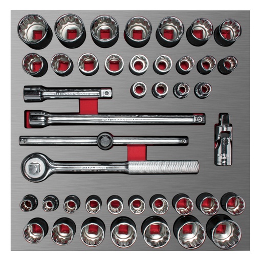 [CH203L] Juego de dados cortos y accesorios de 1/2" combinados 42 piezas, CH203L-C Urrea