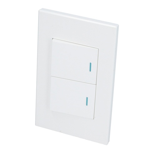 [P622B] Placa 2 Interruptor 1/2, línea Premium, color blanco Surtek