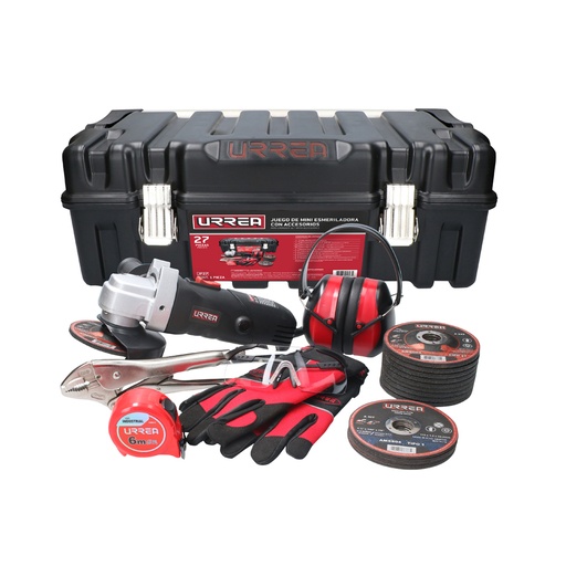 [JP27] Juego de mini esmeriladora con accesorios 27 piezas, con caja plástica Urrea