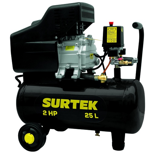 [COMP425B] Compresor de aire eléctrico lubricado 25L, 2HP, 127V Surtek