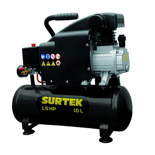 [COMP410] Compresor de aire eléctrico lubricado 10L, 1.5HP, 127V Surtek