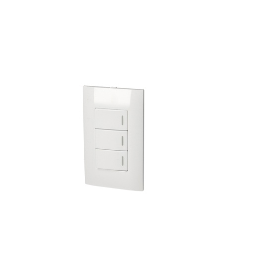 [P423B] Placa 3 Interruptor 1/3, línea  Americana, color blanco Surtek