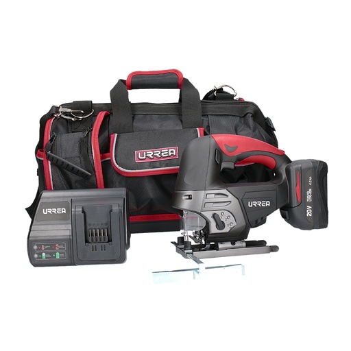 [JC02] Juego de sierra caladora a batería Li-ion 20 V, 4 piezas en maleta Urrea