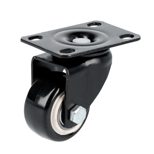 [RVN7G] Rodaja de PVC negro con placa giratoria 3" Surtek