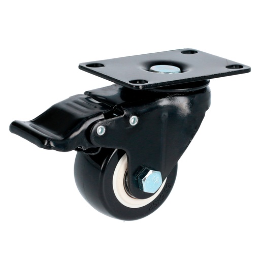 [RVN6B] Rodaja de PVC negro con placa giratoria con freno 2-1/2" Surtek