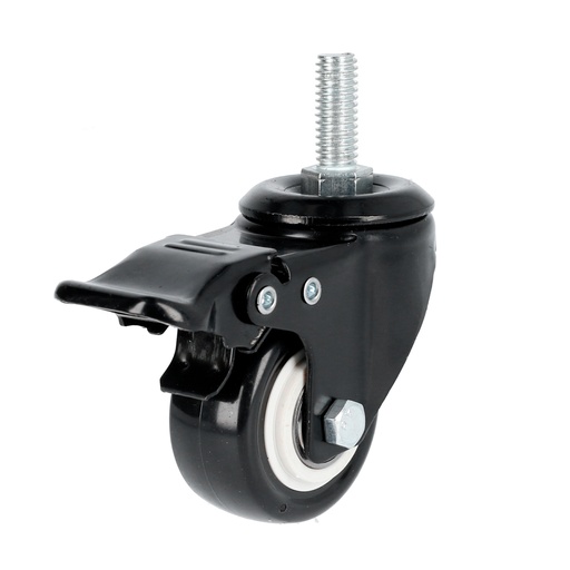 [RVNE6B] Rodaja de PVC negro con espiga roscada con freno 2-1/2" Surtek