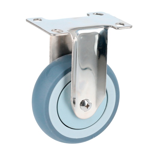 [RTI10F] Rodaja de TPR gris con herrajes de acero inoxidable fija 4" Surtek