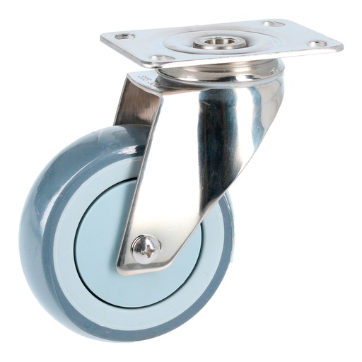 [RTI10G] Rodaja de TPR gris con herrajes de acero inoxidable giratoria 4" Surtek