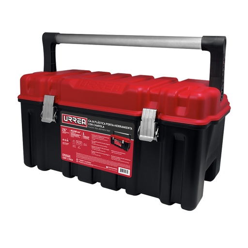 [CPU26AR] Caja portaherramientas plástica con broches metálicos color negro tapa roja 26" x 10" x 10 Urrea