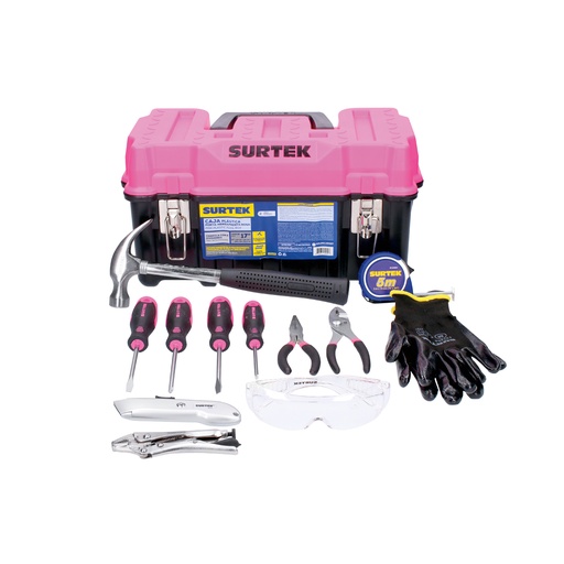 [JH13P] Juego combinado de herramienta para dama 13 piezas, con caja plástica Surtek