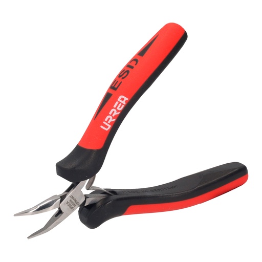 [28520X] Pinza para electrónica con mango antiestático de 5" punta larga doblada a 45° Urrea