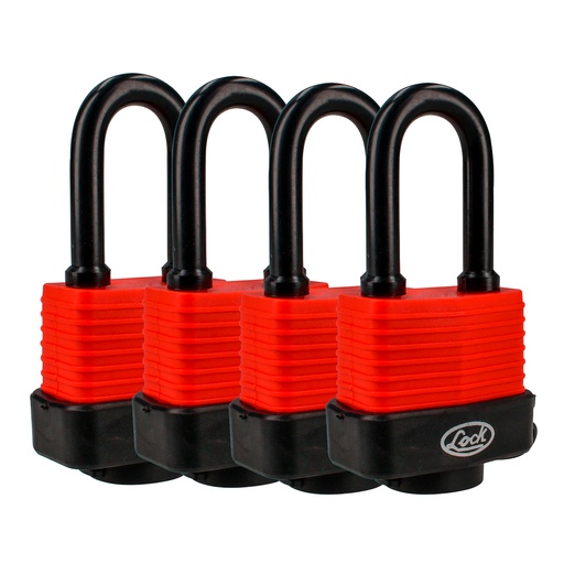 [J4CIL] Juego de candados impermeables largos 40 mm, llave estándar, 4 piezas Lock