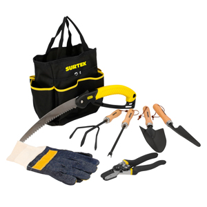 [JJ8] Juego combinado de herramienta para jardinería 8 piezas, con bolsa portaherramienta Surtek