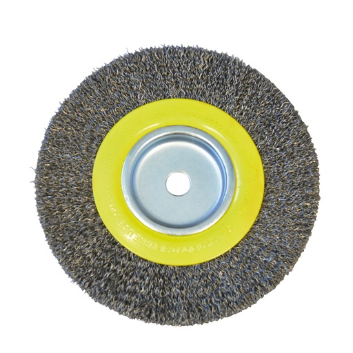 [C540] Carda circular ondulada alambre delgado para esmeril 6" x 1-1/8" eje 1/2" Surtek